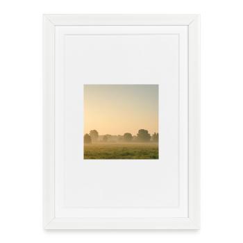 Morning fog over golden meadow - Framed poster (27 × 37 cm) - white - Front