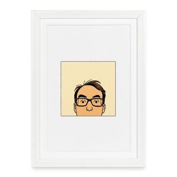 Felix fait quelque chose - carré - Affiche encadrée (27 × 37 cm) - blanc - Devant