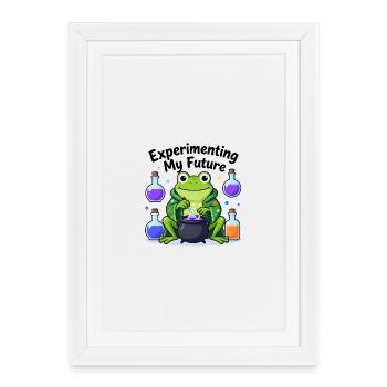 Experimenting My Future Frog Shirt Cute Science Te - Framed poster (27 × 37 cm) - white - Front