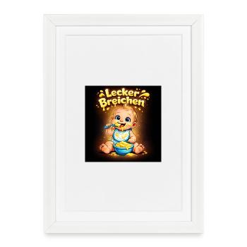Lecker Breichen Baby Käseglück - Gerahmtes Poster (27 × 37 cm) - Weiß - Vorne