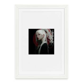 Moon Dragon Noir: White Hair Dragon - Framed poster (27 × 37 cm) - white - Front