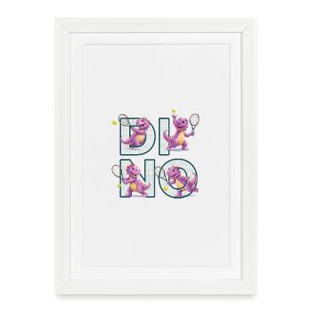 Tennis Dino / Dino Tami Design - Framed poster (27 × 37 cm) - white - Front