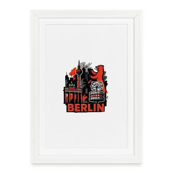 Berlin Skyline Bear - Affiche encadrée (27 × 37 cm) - blanc - Devant