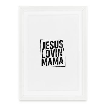 Mère aimante Jésus Maman amoureuse Jésus Fête des Mères - Affiche encadrée (27 × 37 cm) - blanc - Devant