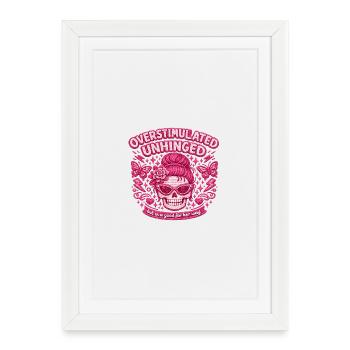 Pink Skull Floral Rebel Overstimulated - Framed poster (27 × 37 cm) - white - Front