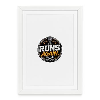 Runs Again Engine Revival-Abzeichen - Gerahmtes Poster (27 × 37 cm) - Weiß - Vorne