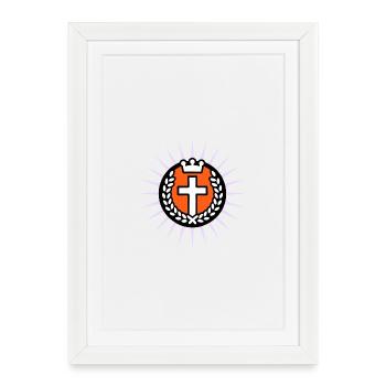 Croix à la lumière avec couronne - Affiche encadrée (27 × 37 cm) - blanc - Devant