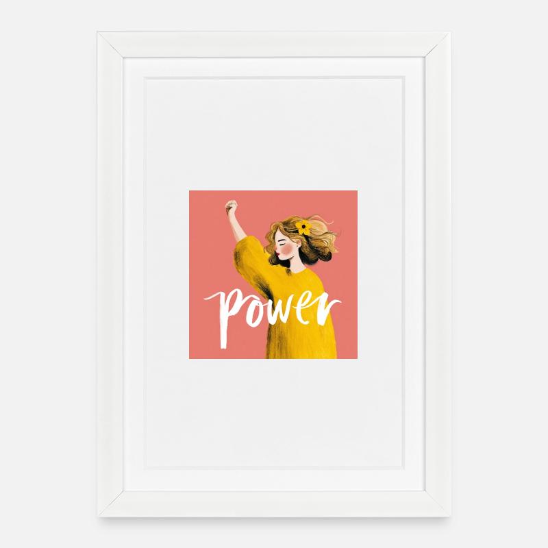 Power Woman Illustration - Gerahmtes Poster (27 × 37 cm) - Weiß