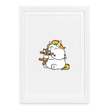Ami câlin Licorne Arc-en-ciel, licorne - Affiche encadrée (27 × 37 cm) - blanc - Devant