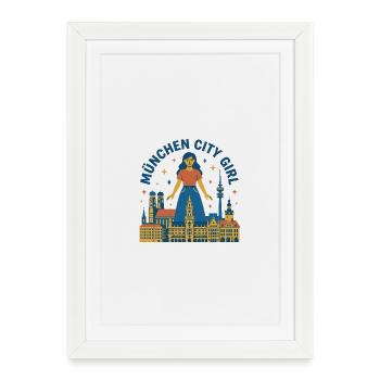 La Fille de la ville de Munich - Affiche encadrée (27 × 37 cm) - blanc - Devant