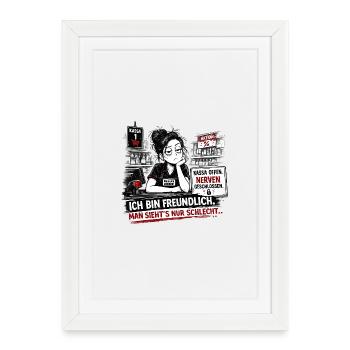 Kassa Offen Nerven Geschlossen - Gerahmtes Poster (27 × 37 cm) - Weiß - Vorne