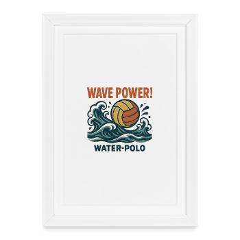 Vague Puissance Water Polo - Affiche encadrée (27 × 37 cm) - blanc - Devant