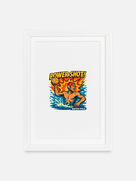 Tir Puissant Water-Polo Rétro - Affiche encadrée (27 × 37 cm) - blanc