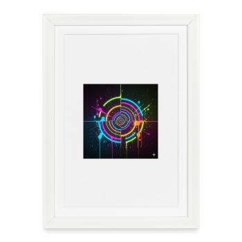 Neon Circle Splatter - Framed poster (27 × 37 cm) - white - Front