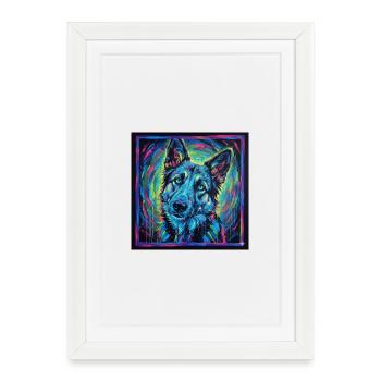Neon wolf gaze - Framed poster (27 × 37 cm) - white - Front