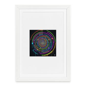 Jeu de couleurs en spirale de cercle néon - Affiche encadrée (27 × 37 cm) - blanc - Devant