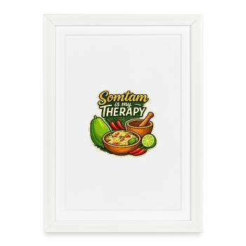 Somtam Is My Therapy – Cuisine de rue rétro thaïlandaise - Affiche encadrée (27 × 37 cm) - blanc - Devant