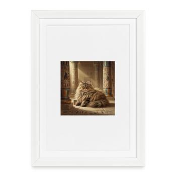 Le Roi Chat dans le Temple d’Égypte - Affiche encadrée (27 × 37 cm) - blanc - Devant