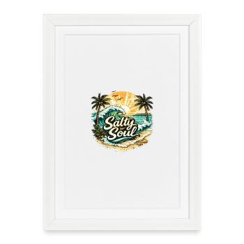T-shirt de plage Salty Soul - Affiche encadrée (27 × 37 cm) - blanc - Devant