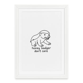 Honigdachs Humor Illustration - Gerahmtes Poster (27 × 37 cm) - Weiß - Vorne