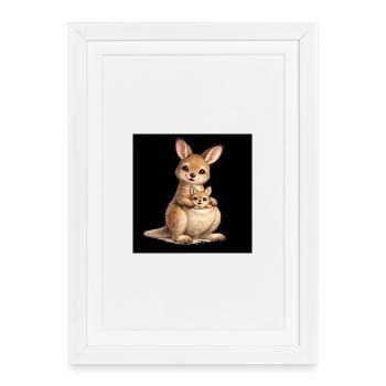 Mother kangaroo with her baby - Framed poster (27 × 37 cm) - white - Front