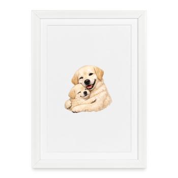 Mom and her pup cuddle together - Framed poster (27 × 37 cm) - white - Front