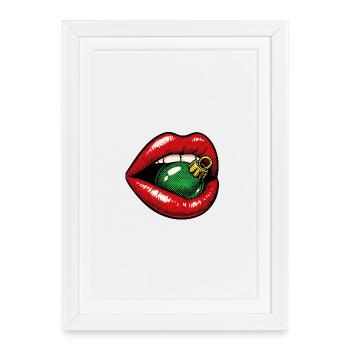 Weihnachtskußmund .1 - Gerahmtes Poster (27 × 37 cm) - Weiß - Vorne