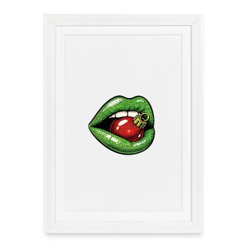 Weihnachtskußmund . 2 - Gerahmtes Poster (27 × 37 cm) - Weiß - Vorne