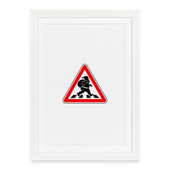 Santa Claus crossing - Gerahmtes Poster (27 × 37 cm) - Weiß - Vorne