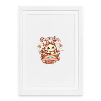 Cute kitten in basket - Framed poster (27 × 37 cm) - white - Front