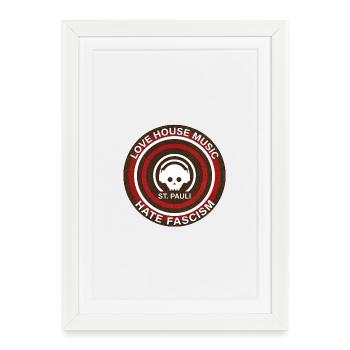 Love House Music - hate fascism - Framed poster (27 × 37 cm) - white - Front