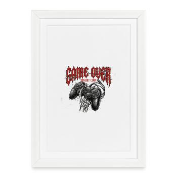 Game Over Grunge rétro manette - Affiche encadrée (27 × 37 cm) - blanc - Devant