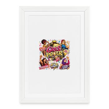 Girls Power Comic Style Motif - Framed poster (27 × 37 cm) - white - Front