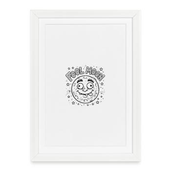 Fool Moon Funny Space Jeu de mots Édition graphique Line Art - Affiche encadrée (27 × 37 cm) - blanc - Devant