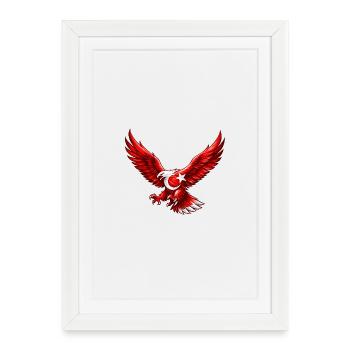 Aigle rouge avec bague en forme d’étoile - Affiche encadrée (27 × 37 cm) - blanc - Devant