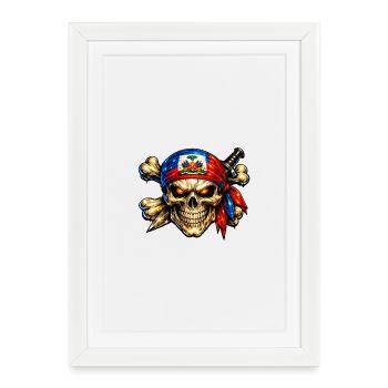 Tèt Pirat Ayisyen  - Affiche encadrée (27 × 37 cm) - blanc - Devant