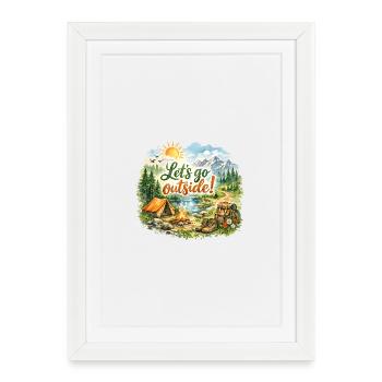 Allons dehors Aquarelle Camping Design - Affiche encadrée (27 × 37 cm) - blanc - Devant