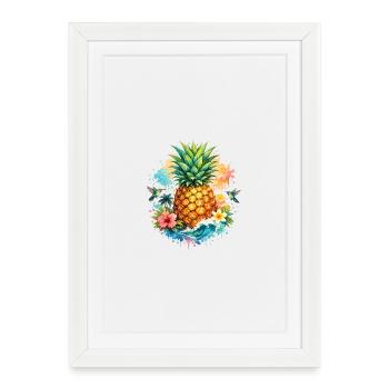 Art aquarelle du Paradis Tropical Pineapple - Affiche encadrée (27 × 37 cm) - blanc - Devant