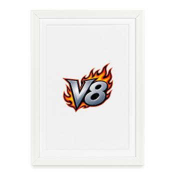 Emblème de la Flamme V8 - Affiche encadrée (27 × 37 cm) - blanc - Devant