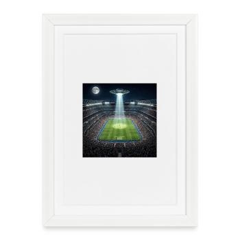 UFO Illuminating Soccer Stadium Night Match - Framed poster (27 × 37 cm) - white - Front