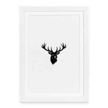 Silhouette de tête de cerf - Affiche encadrée (27 × 37 cm) - blanc - Devant