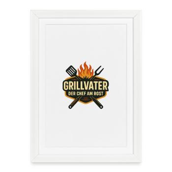 Grillvater – Der Chef am Rost - Gerahmtes Poster (27 × 37 cm) - Weiß - Vorne