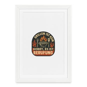 Grillen ist Berufung Patch - Gerahmtes Poster (27 × 37 cm) - Weiß - Vorne