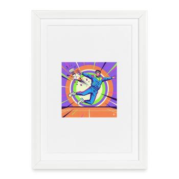 Néon Pop Tennis Star Style Rétro - Affiche encadrée (27 × 37 cm) - blanc - Devant