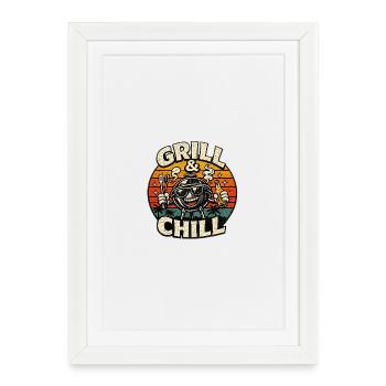 Grill & Chill Retro Sunset - Affiche encadrée (27 × 37 cm) - blanc - Devant