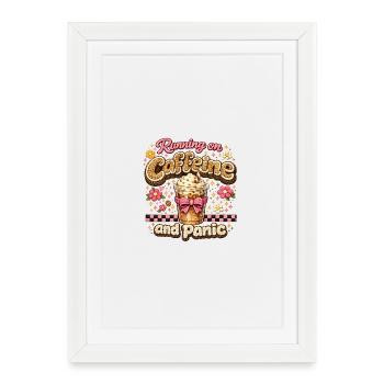 Running on coffee and panic - Framed poster (27 × 37 cm) - white - Front