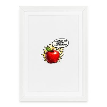 Une pomme par jour tient le Docteur à distance - Affiche encadrée (27 × 37 cm) - blanc - Devant