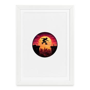 Sunset Skyline Skate Silhouette - Framed poster (27 × 37 cm) - white - Front