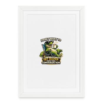 T-shirt drôle T-Rex Coffee Mood - Affiche encadrée (27 × 37 cm) - blanc - Devant