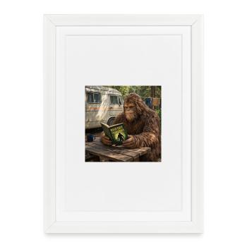 Bigfoot Reading at Camp - Framed poster (27 × 37 cm) - white - Front